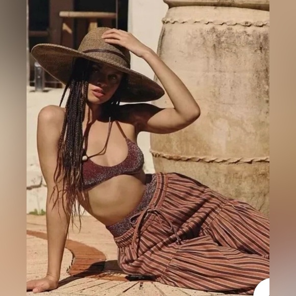 Free People Pants - 🆕 Free People Ellie Striped barrel pants in rust combo size small